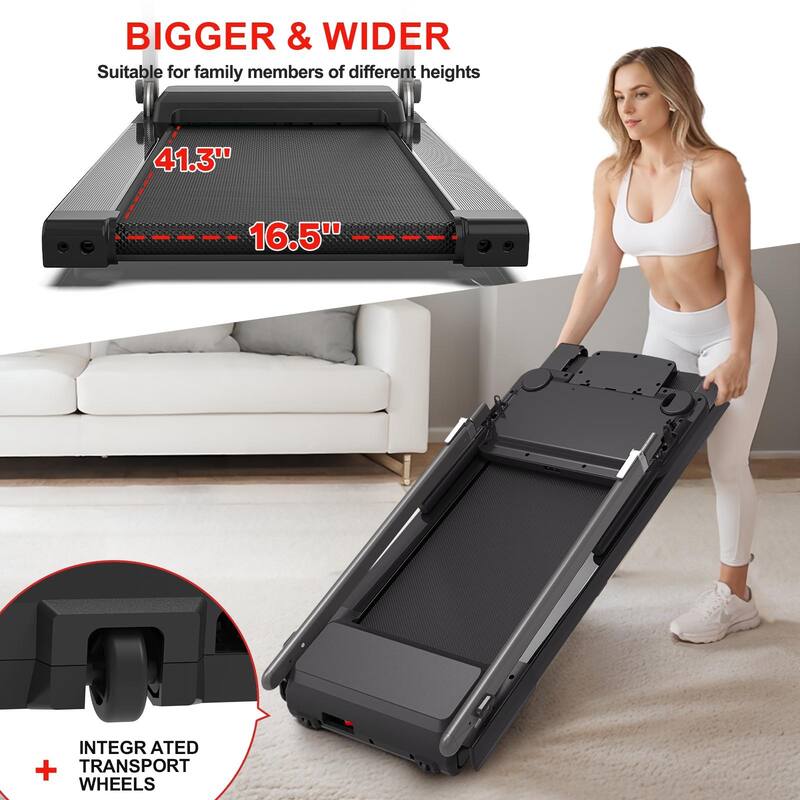 Treadmill with Adjustable Desk Workstation, 2.5HP Folding Jogging Walking Machine Portable Walking Pad with LCD Display
