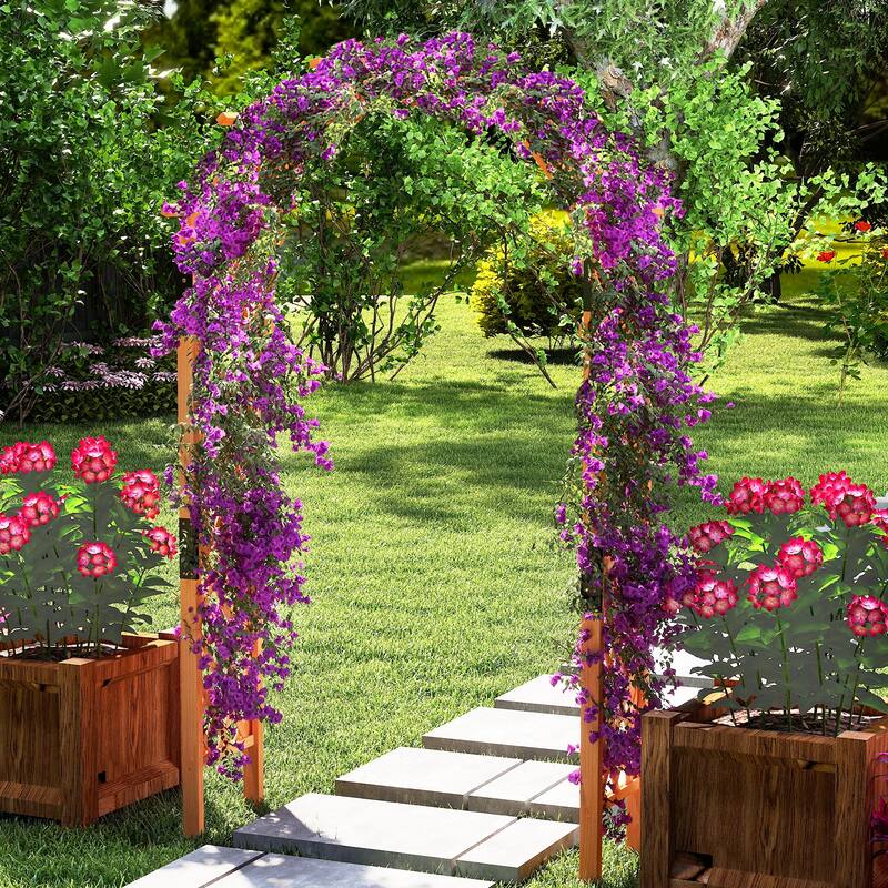 Gymax 7.7 FT Garden Arch Wooden Arbor Outdoor Wood Trellis for