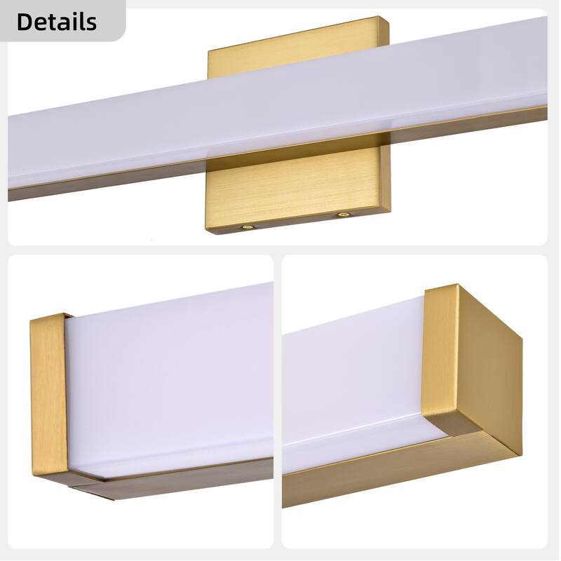 Modern Integrated LED Vanity Light Bar - 6 Variants (24in/30in, Matte Black/Brushed Nickel/Gold), 3000K, Damp Rated for Bathroom