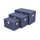 preview thumbnail 7 of 6, Offex Home Accent Set of 2 Navy Blue Linen Studded Trunk - : Lg: L: 19.75" x W: 12" x H: 12.25"