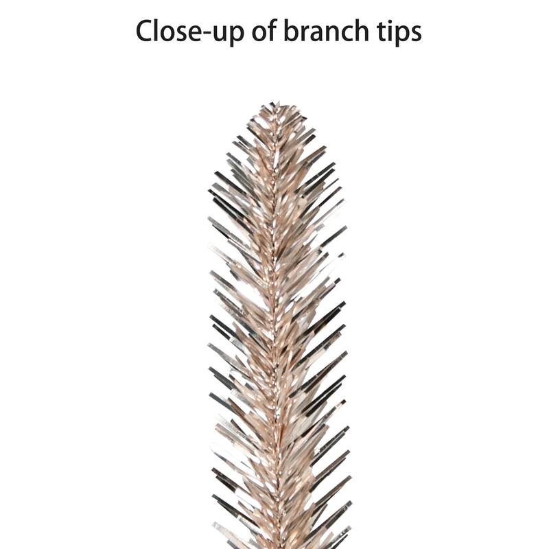 Puleo International 6' Pre-Lit Artificial Alpine Rose Gold Pencil Tree