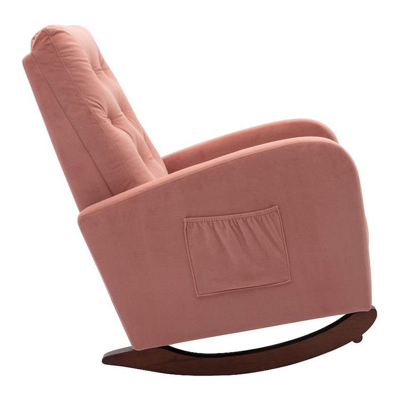 Baby Room High Back Rocking Chair Nursery Chair , Comfortable Rocker Fabric Padded Seat ,Modern High Back Armchair