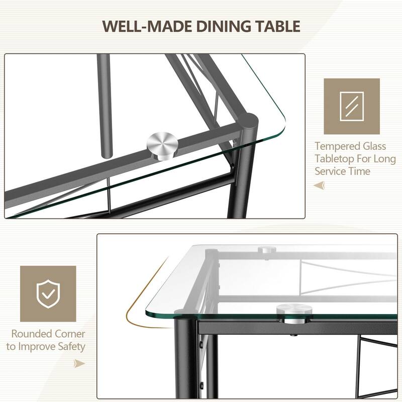 Gymax 5 Piece Dining Set Glass Top Table & 4 Upholstered Chairs - See Details