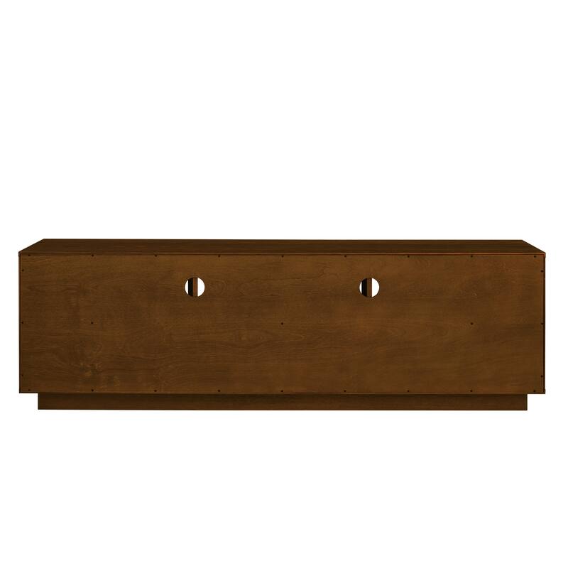 63" Mid-Century Modern TV Stand for TVs up to 75", Entertainment Center with 3 Solid Wood Drawers & Outlet Holes, Open Storage