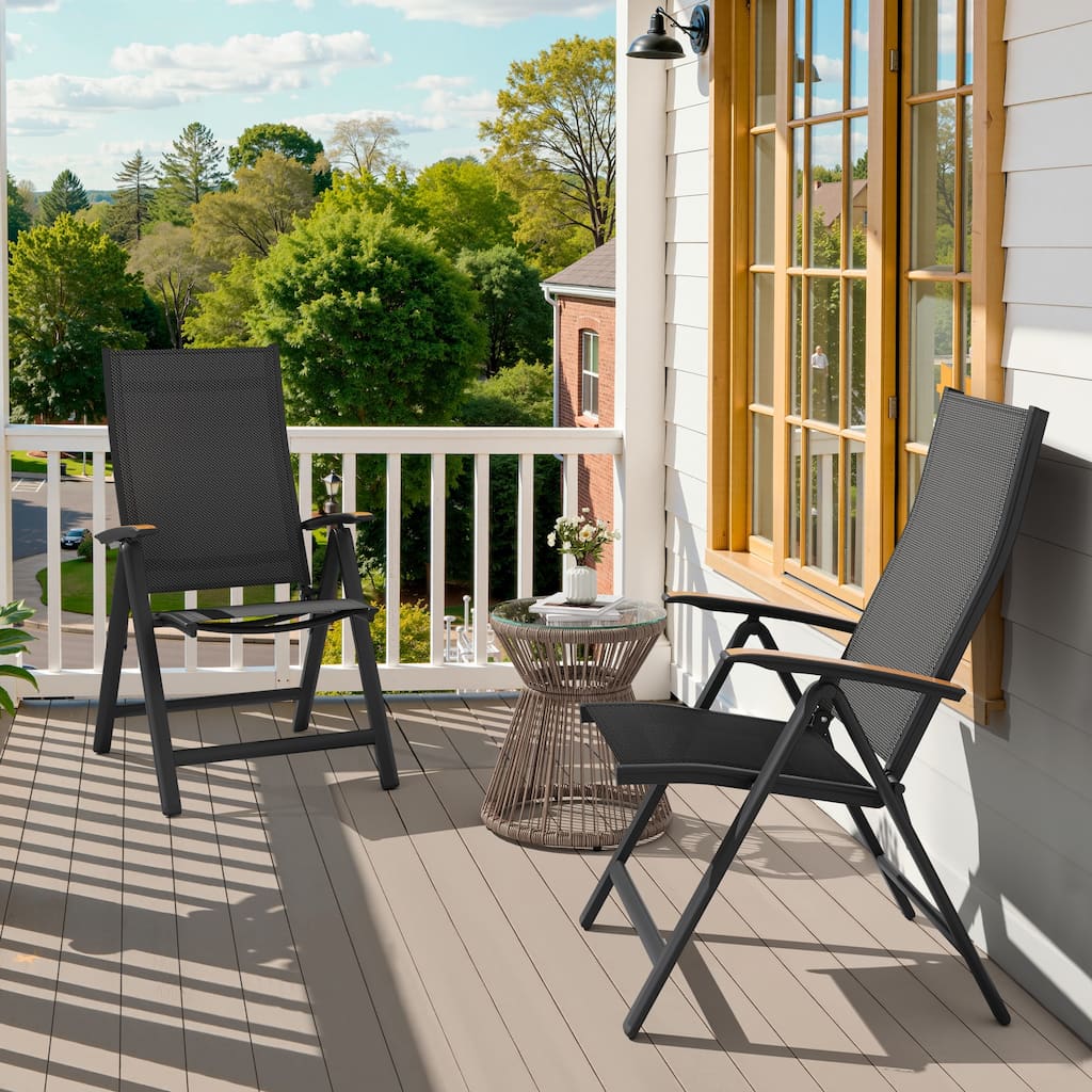 Outdoor Aluminum Folding Dining Chairs with Adjustable Back and Arms - See Picture