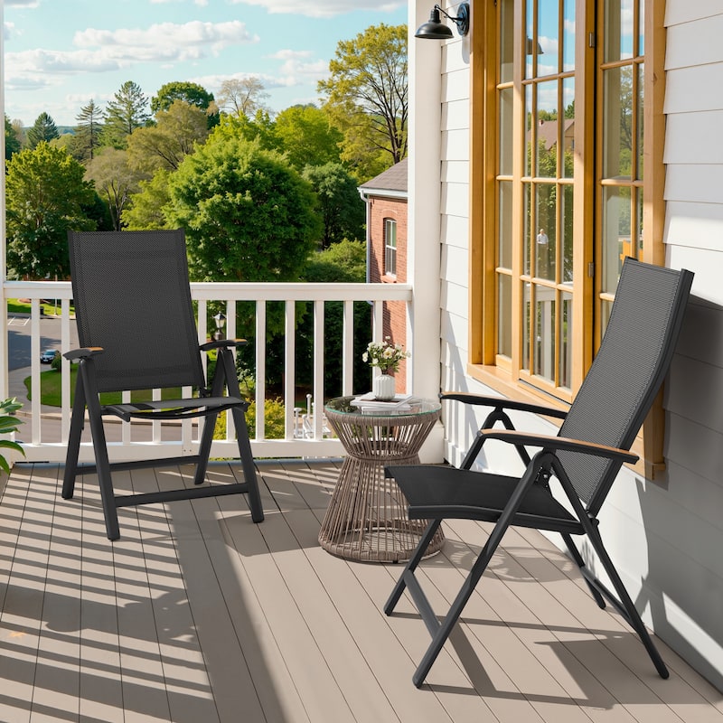 Outdoor Aluminum Folding Dining Chairs with Adjustable Back and Arms - See Picture