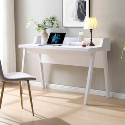 Home Office Writing Desk Ground Outlet Usb-A Ports Finished On The Back Wooden Leg Frame