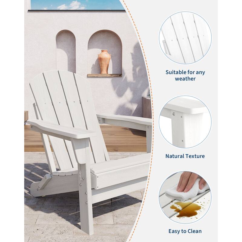Folding Adirondack Chair, Outdoor Wooden Lounge Chair, Modern Lounger Adirondack Chair Ergonomic Extended Backrest