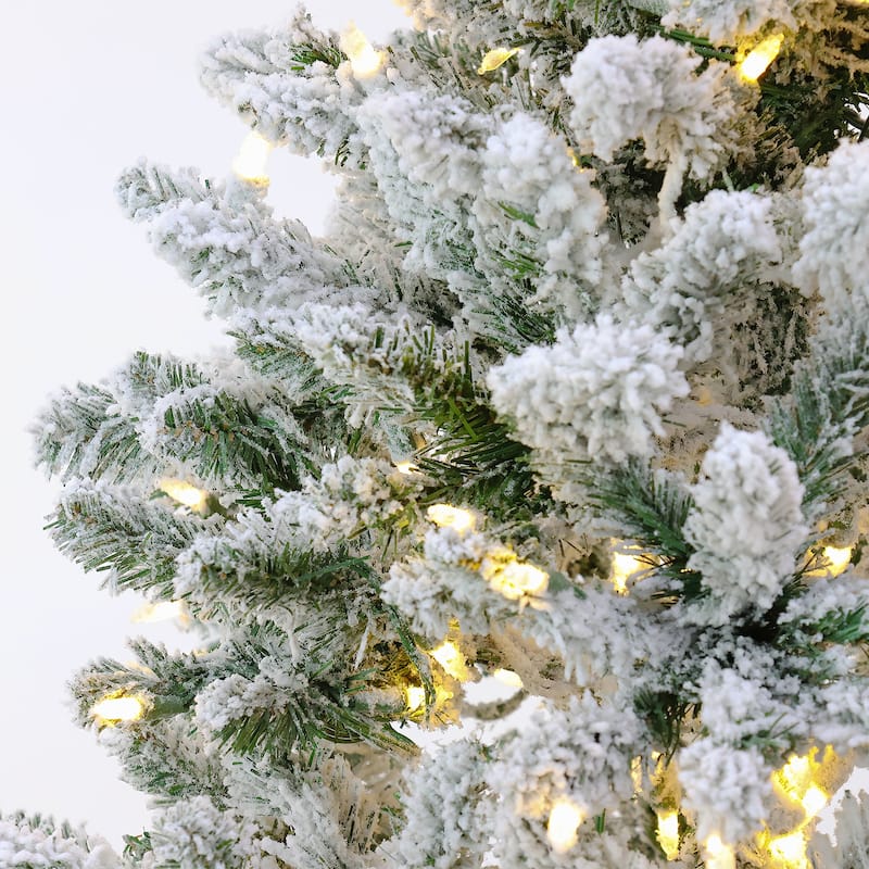 National Tree Company 6.5 ft. Snowy Chatham Slim Tree with Warm White LED Lights & PowerConnect - 6.5 Foot