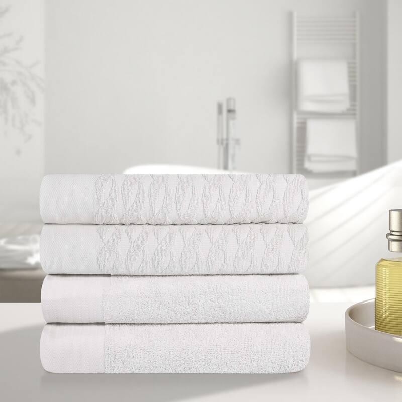 Turkish Cotton Herringbone and Solid Bath Towel Set by Superior