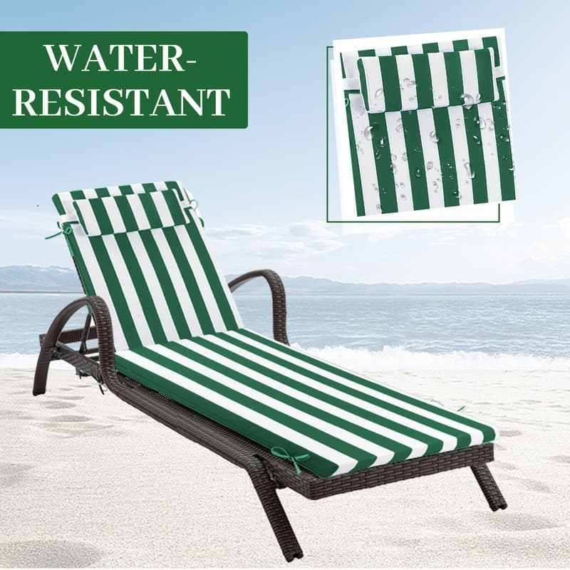 Outdoor Chaise Lounge Cushion, Thicken Waterproof Replacement Back Chaise Cushions for Pool, Sand Beach
