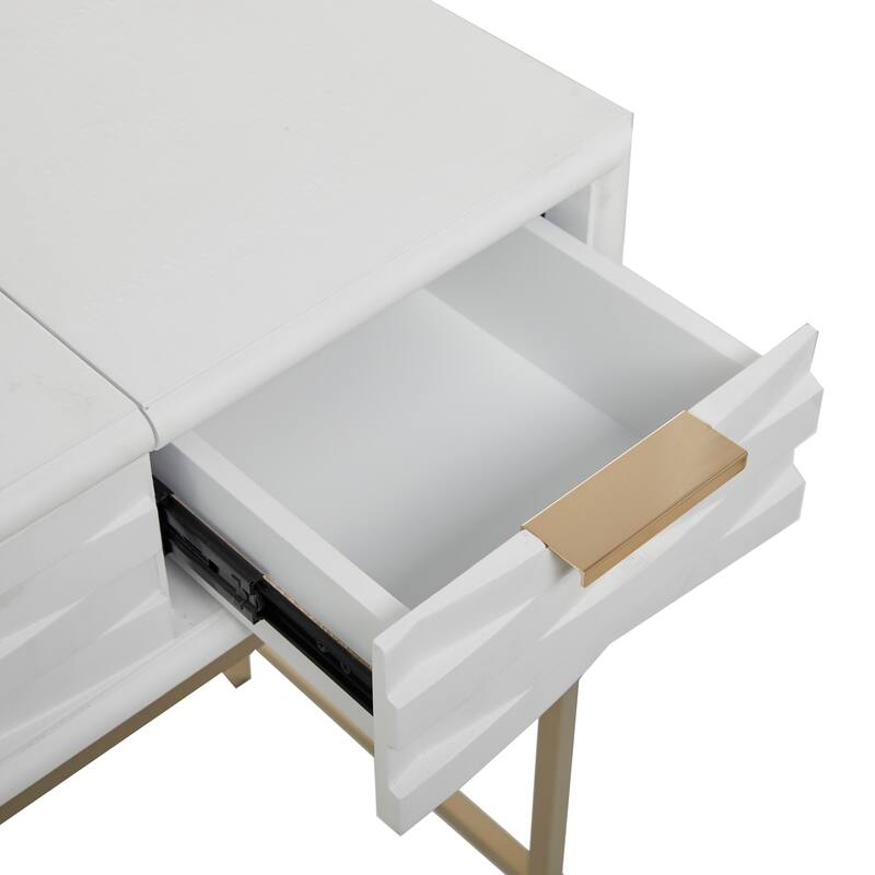 Light Gray Wood Vanity with Stool with Hidden Mirror