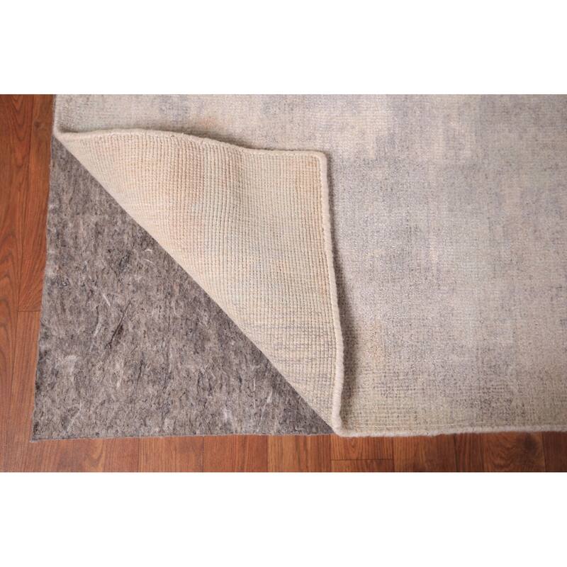 All-Over Abstract Modern Area Rug Handmade Grey Wool Carpet - 5'4" x 7'6"
