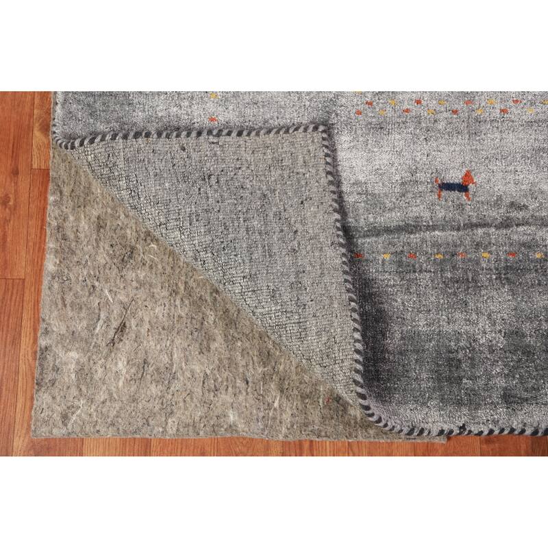 Gabbeh Indian Area Rug Hand-Knotted Silk Carpet - 8'0" x 9'6"