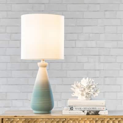 Nuloom Magnolia 25" Coastal Green Ceramic Table Lamp - 11"W x 11"D x 25"H