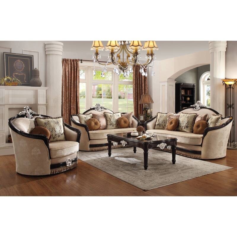 Leonardo Tan and Black 7-Pillow Sofa