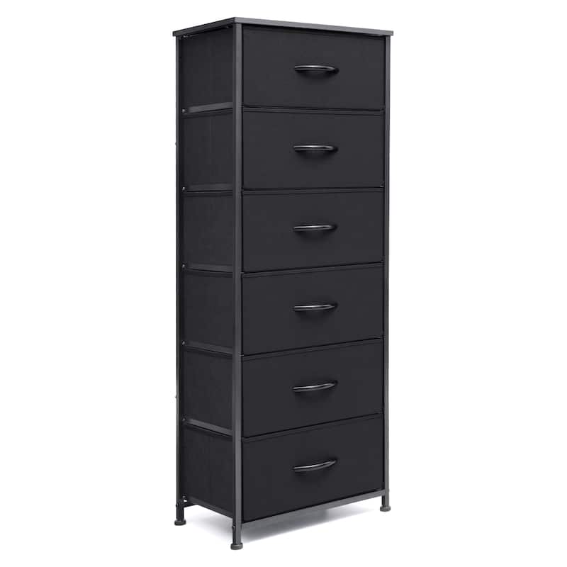 VredHom 6 Drawers Vertical Dresser Storage Tower - Black - 6-drawer