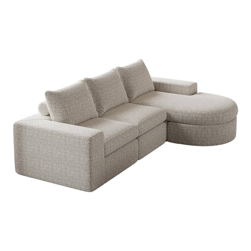 99-Inch Chenille Cloud Curved Sectional Sofa with Chaise, L-Shaped Modern Boneless Couch with Deep Seats,Sectional Sofa