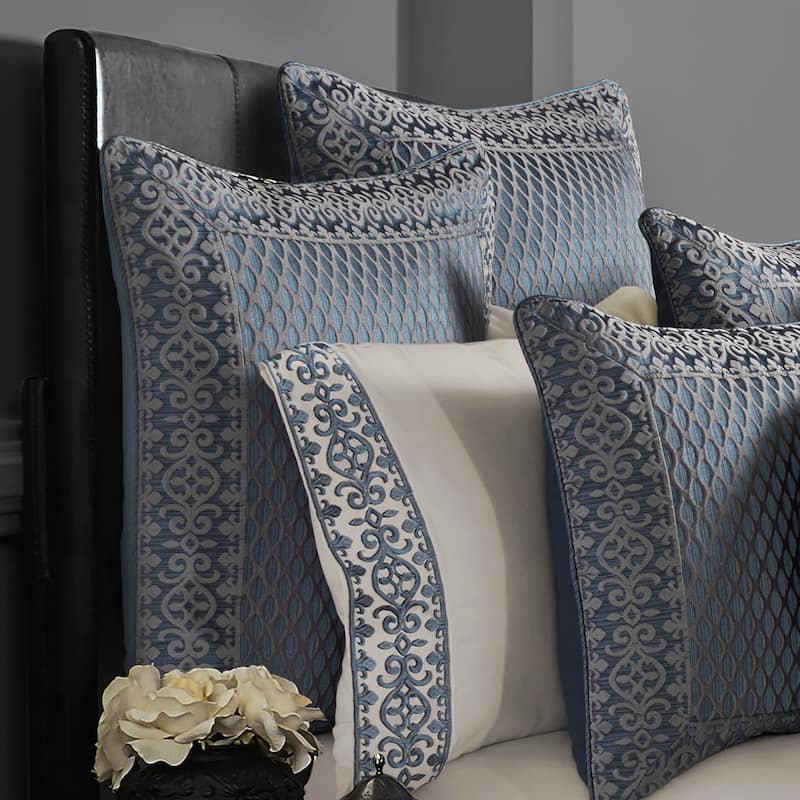 Five Queens Court Leah Euro Sham - Blue - Euro Square