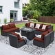 preview thumbnail 100 of 154, FINCATI Outdoor High-back Wicker Patio Sectional Set, 500 lbs Luxury Oversized Conversation Set, Spacious Couch Set