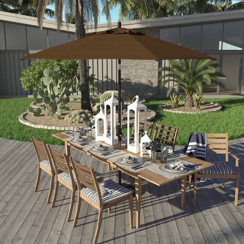 California Umbrella 9' Rd. Aluminum Market Umbrella, Deluxe Crank Lift with Collar Tilt, Bronze Frame Finish, Olefin Fabric