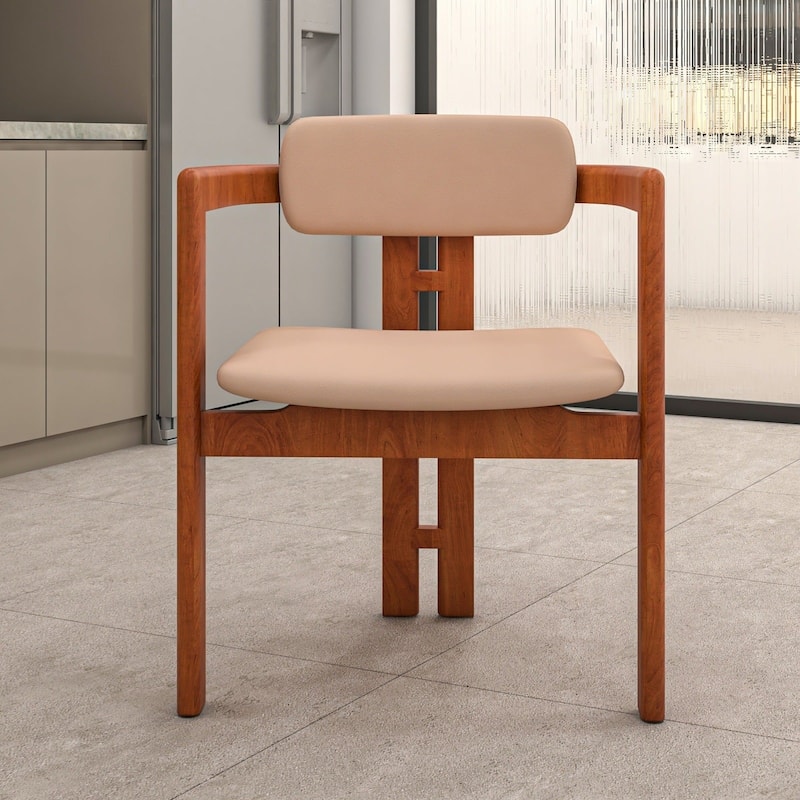 Velo Solid Wood Dining Chair Open Back Modern Accent Side Armchair
