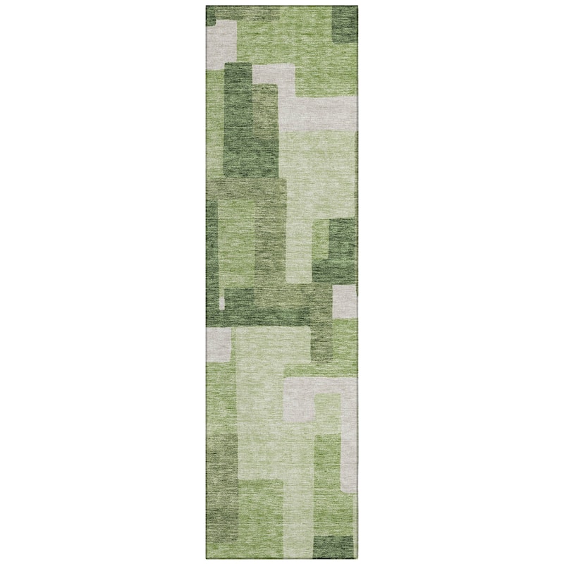Machine Washable Indoor/ Outdoor Chantille Contemporary Blocks Rug