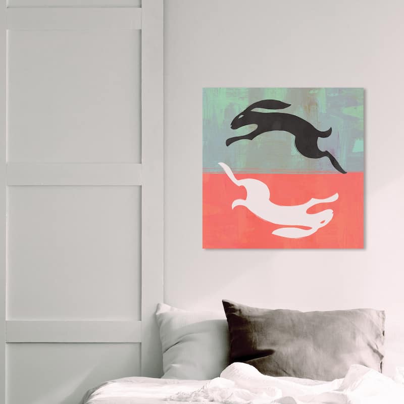 Wynwood Studio 'Usagi' Animals Wall Art Canvas Print Farm Animals - Orange, Black