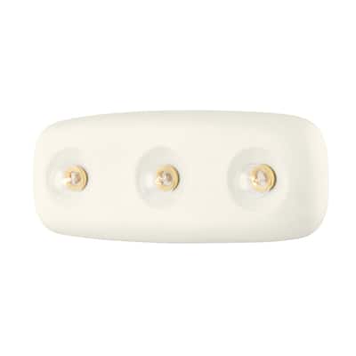 Colleen 3 Light Bath Sconce - Aged Brass/Satin Ivory