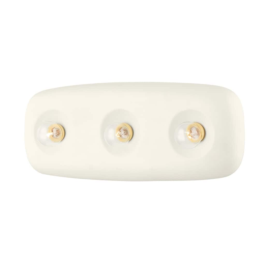 Colleen 3 Light Bath Sconce - Aged Brass/Satin Ivory