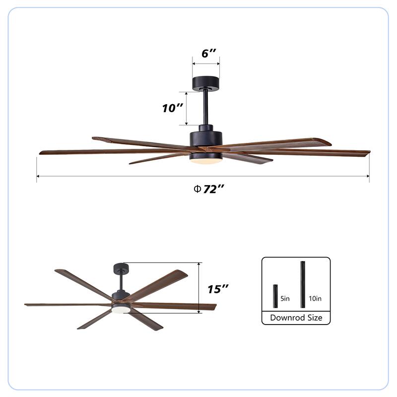 70" Ceiling Fan with Lights Quiet DC Motor Ceiling Fans 6 Speed Levels,6 PCS Plywood Blades, Reversible Ceiling Fan