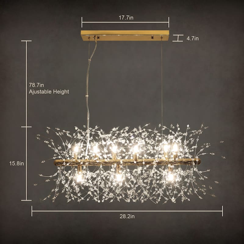 9 - Light Modern Rectangle Fireworks Sputnik Chandelier for Kitchen Island