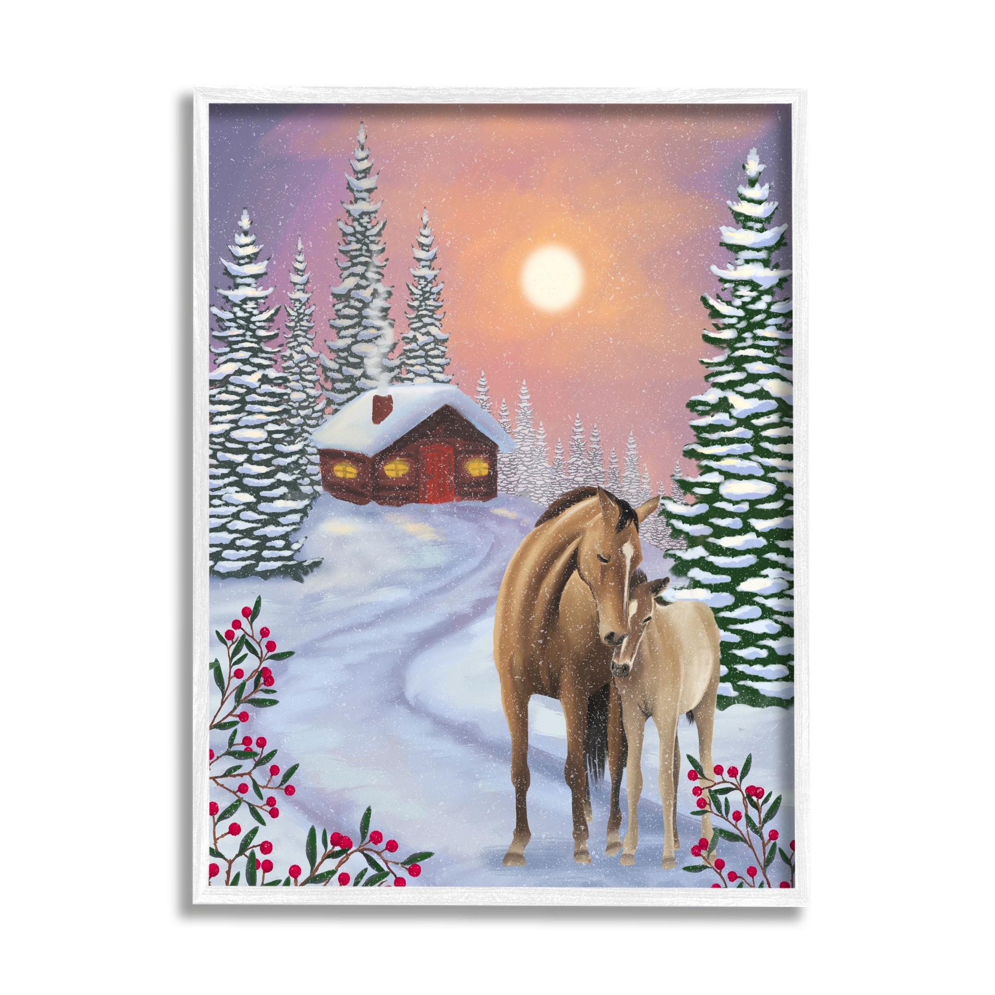 Stupell Holiday Horses Winter Scene Framed Giclee Art by Lemon & Sugar