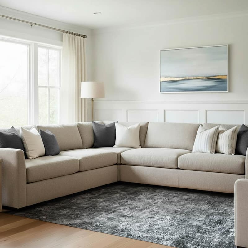 Wyatt & Ash Dream Mink Printed Chenille Rugs - Grey - 9' x 12'