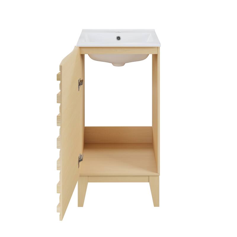 Cascade 18" Bathroom Vanity In Natural Oak