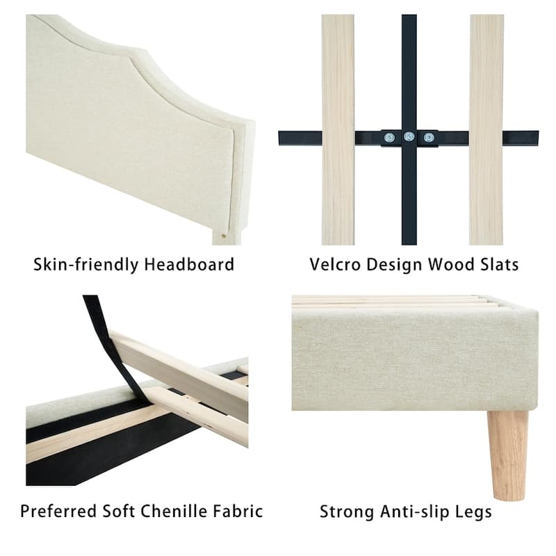 Upholstered Platform Bed Linen Fabric Upholstered Bed Frame