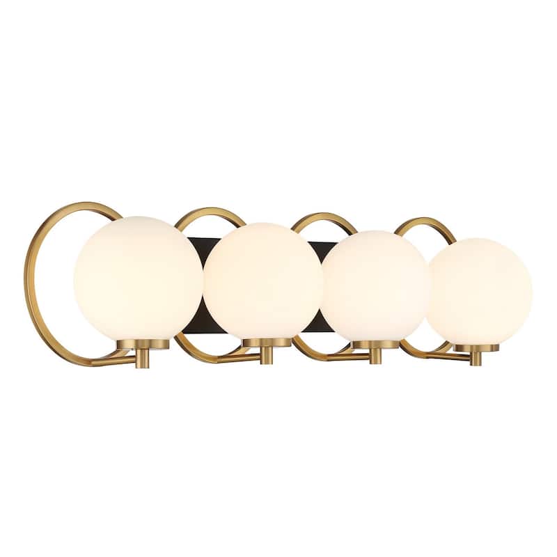 Alhambra 4-Light Bathroom Vanity Light in Matte Black with Warm Brass