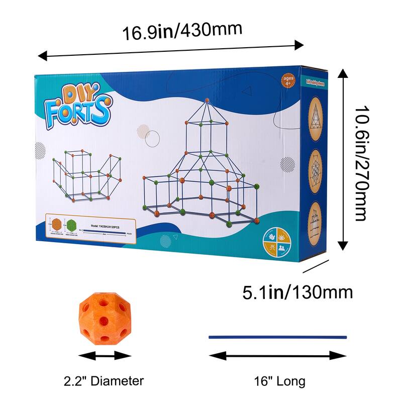 Fort Building Kit for Kids, Educational Gift for 4 5 6 7 8+ Year Old Boys & Girls, Indoor Outdoor Play Tent Construction Toys