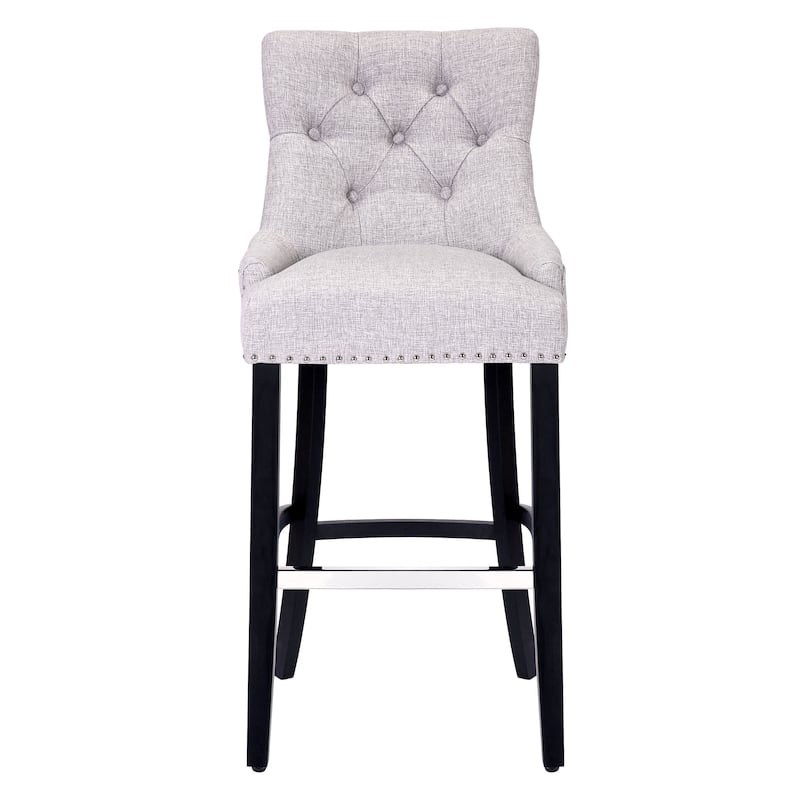 Carter 29" Linen Fabric Tufted Upholstered BarStool - N/A