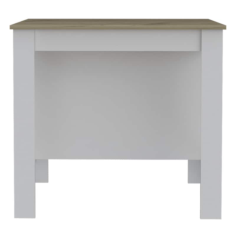 Kitchen Island Antibacterial Dozza with Three Shelves - Stationary - White - Wood
