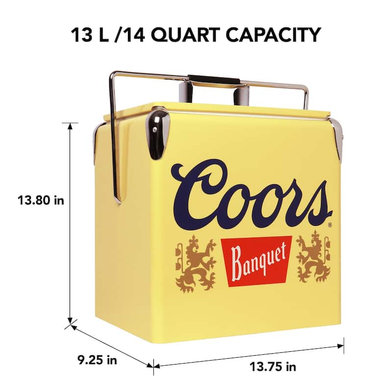 Coors Banquet Retro Ice Chest Cooler W/Opener 13L (14 qt) Yellow & Silver