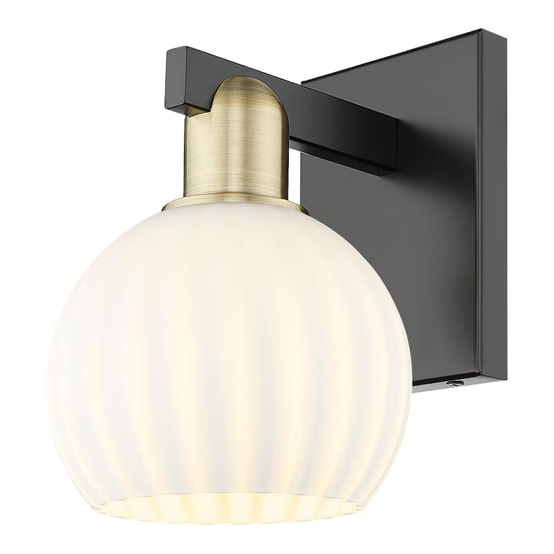 Innovations Lighting 716-1W-10-6 White Venetian Sconce White Venetian - Black Antique Brass / White Venetian
