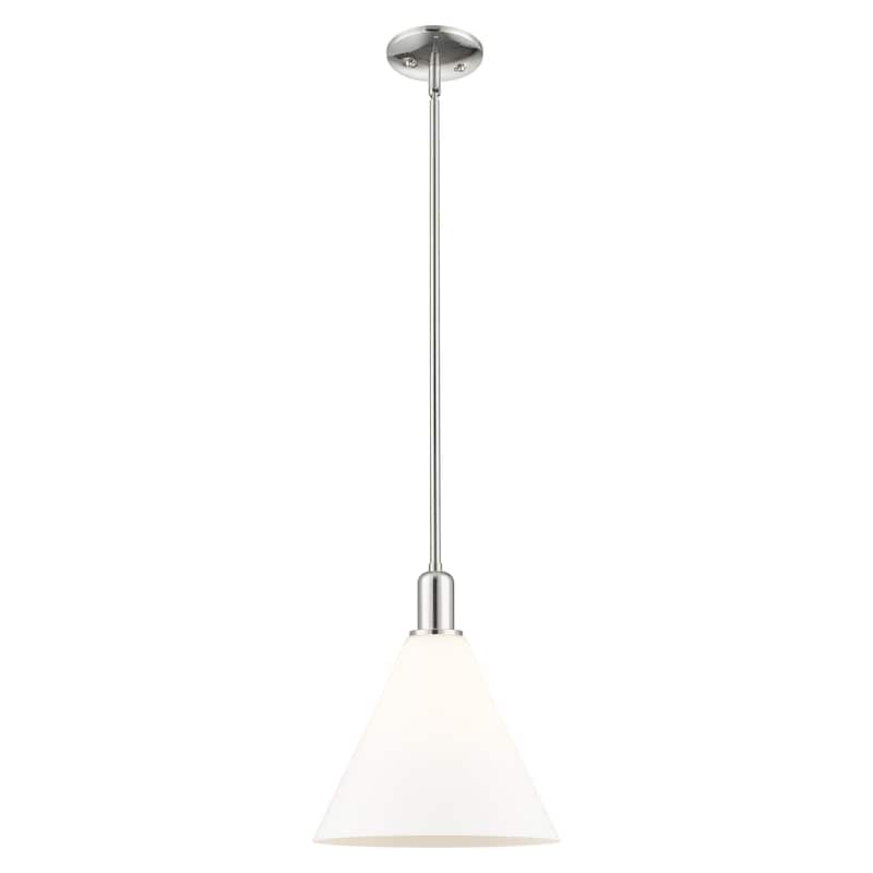 Innovations Lighting Endless Possibilities Arcadia - Berkshire Glass - 1 Light 12" Stem Hung Mini Pendant - Polished Nickel/Matte White