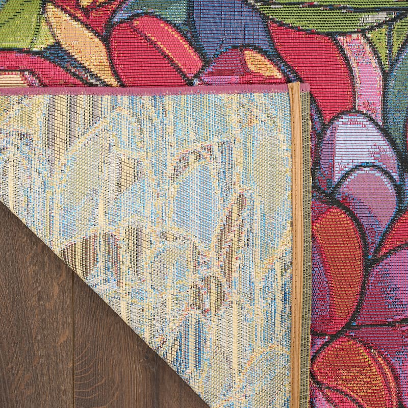 Nourison Color Splash Indoor/Outdoor Multicolored Floral Area Rug