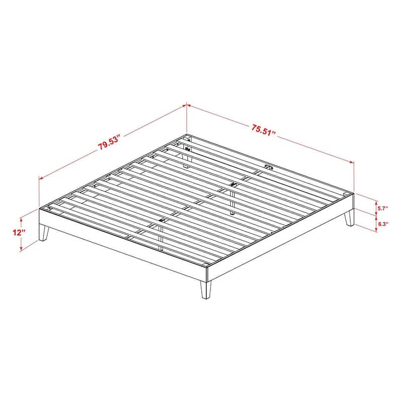 Queen Bed Frame with Hardwood Legs - Walnut Finish Bedroom Furniture
