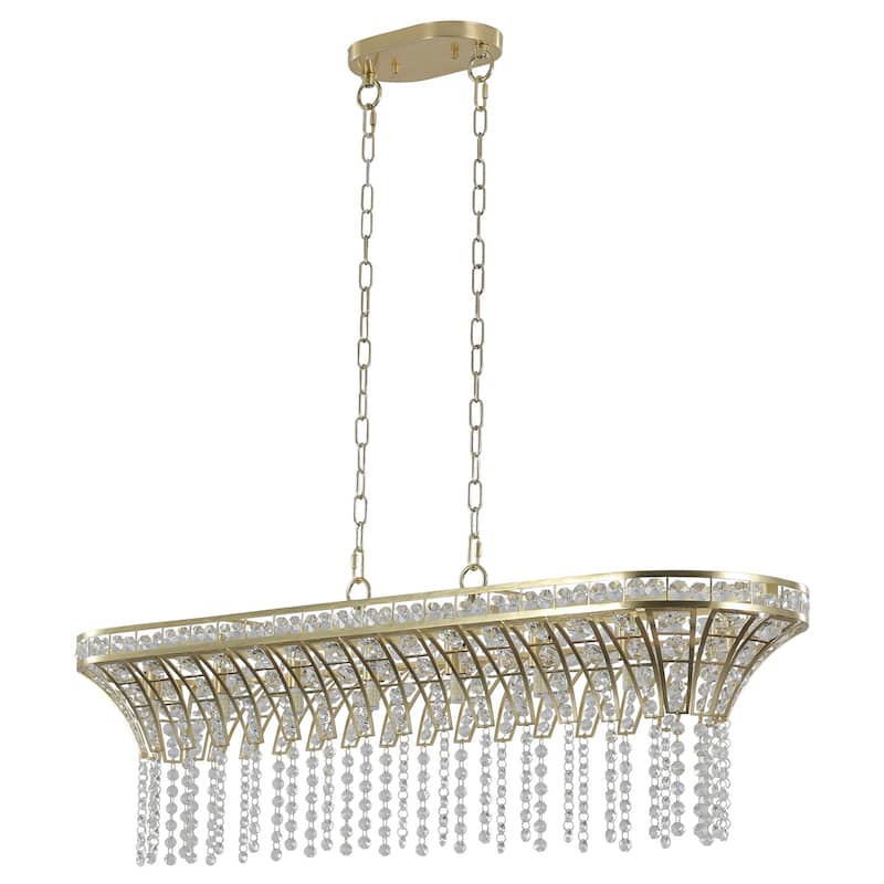 Modern Champagne Gold Kitchen Island Light - Oval Crystal ceiling chandelier