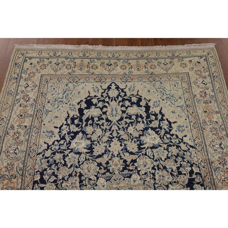 Blue Nain Toodeshk Persian Antique Area Rug Handmade Wool Carpet - 3'11"x 5'11"
