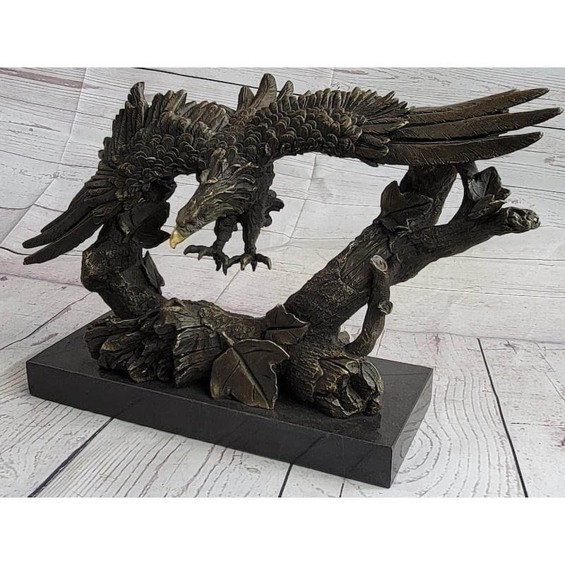 Original Milo Large American Bad Eagle Landing Bronze Sculpture Statue Figurine