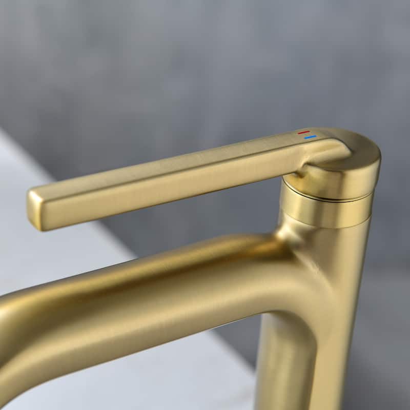 Single Handle Bathroom Vessel Sink Faucet Brass Modern Single Holes Bathroom High Tall Faucets Brushed Gold