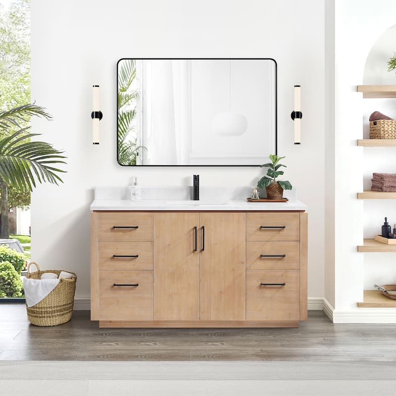 San Single Bath Vanity with Composite Stone Top and Mirror